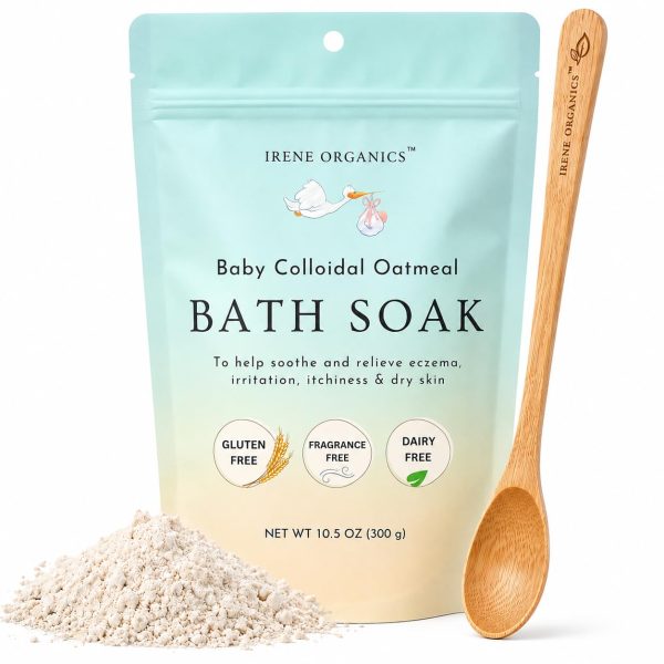 Oatmeal Baby Bath Powder for Eczema by Irene Organics - Colloidal Oatmeal for Soothing Treatment of Eczema, Diaper Rash, Dry Skin, Itching and Irritation - Moisturize and Sooth Baby and Toddler Skin - 1