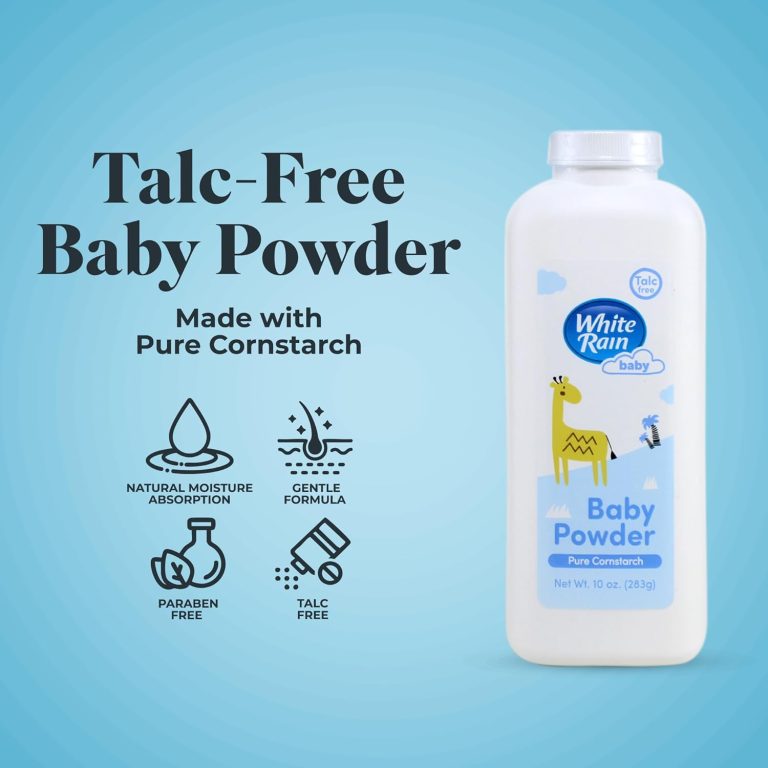 White Rain Pure Cornstarch Baby Powder Talc-Free, 10 oz, Pack of 3 - Natural Moisture Absorption with Vitamin E, Gentle Body Powder for Women, Babies & Sensitive Skin, Free of Parabens & BPA