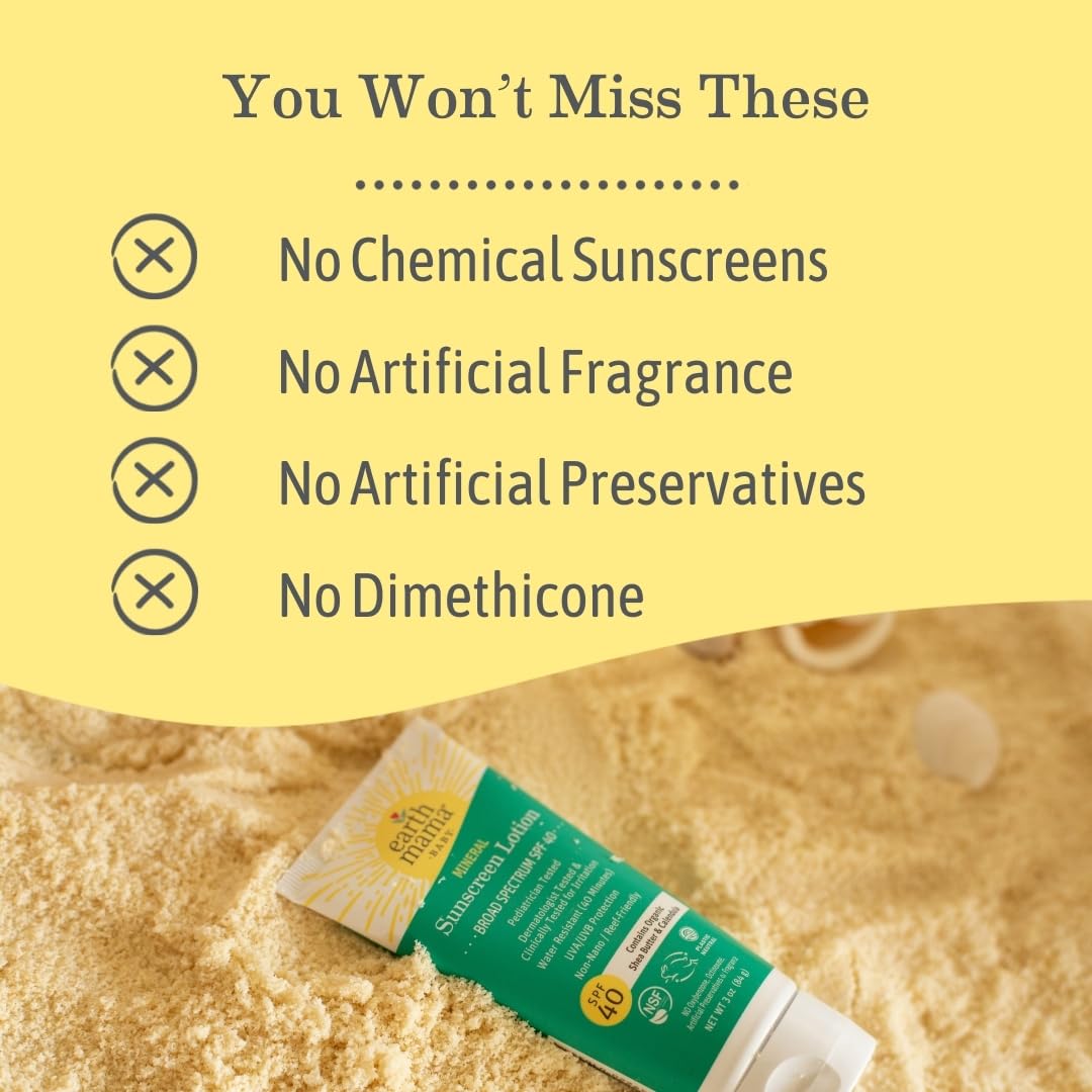 Earth Mama Baby Mineral Sunscreen Lotion SPF 40-3 oz - Non-Nano Zinc - Broad Spectrum for Babies, Kids & Family - Water Resistant Sun Protection - Image 5