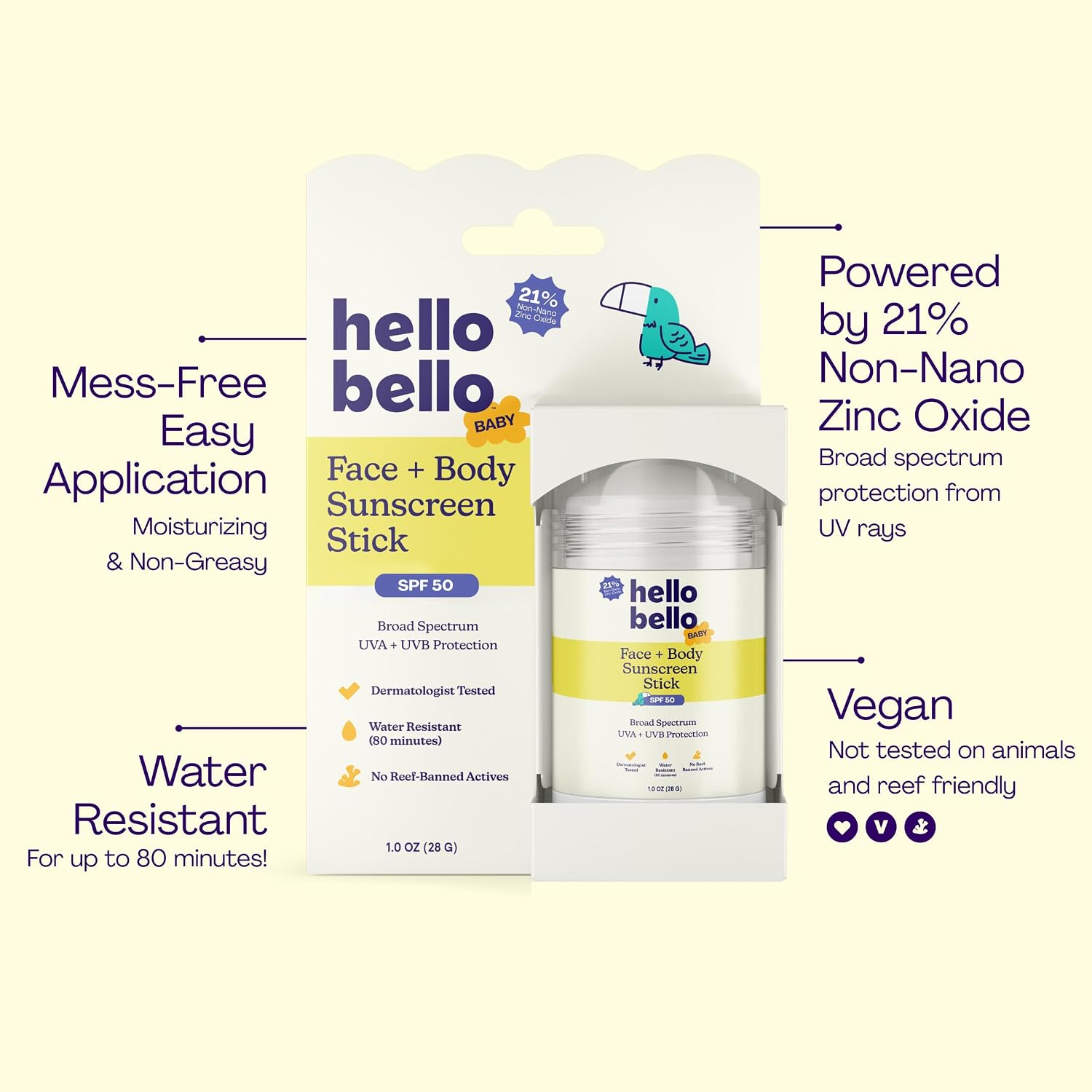 Hello Bello Baby Sunscreen, SPF50 Broad-Spectrum Mineral Sun Stick, 1oz - Image 4