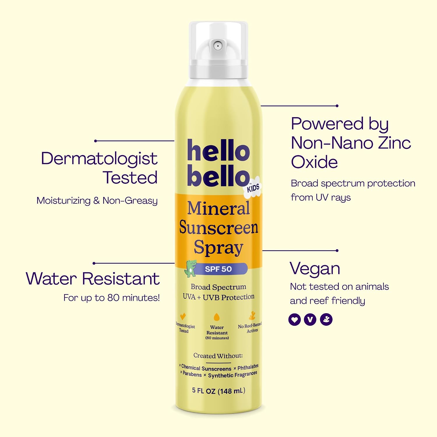 Hello Bello Kids Sunscreen - SPF50 Broad-Spectrum Mineral Sun Spray, 5oz - Image 7