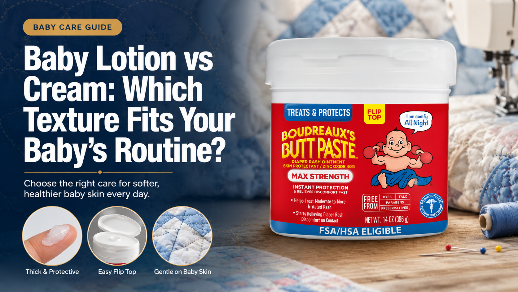 Baby lotion vs cream texture comparison for a daily baby skincare routine