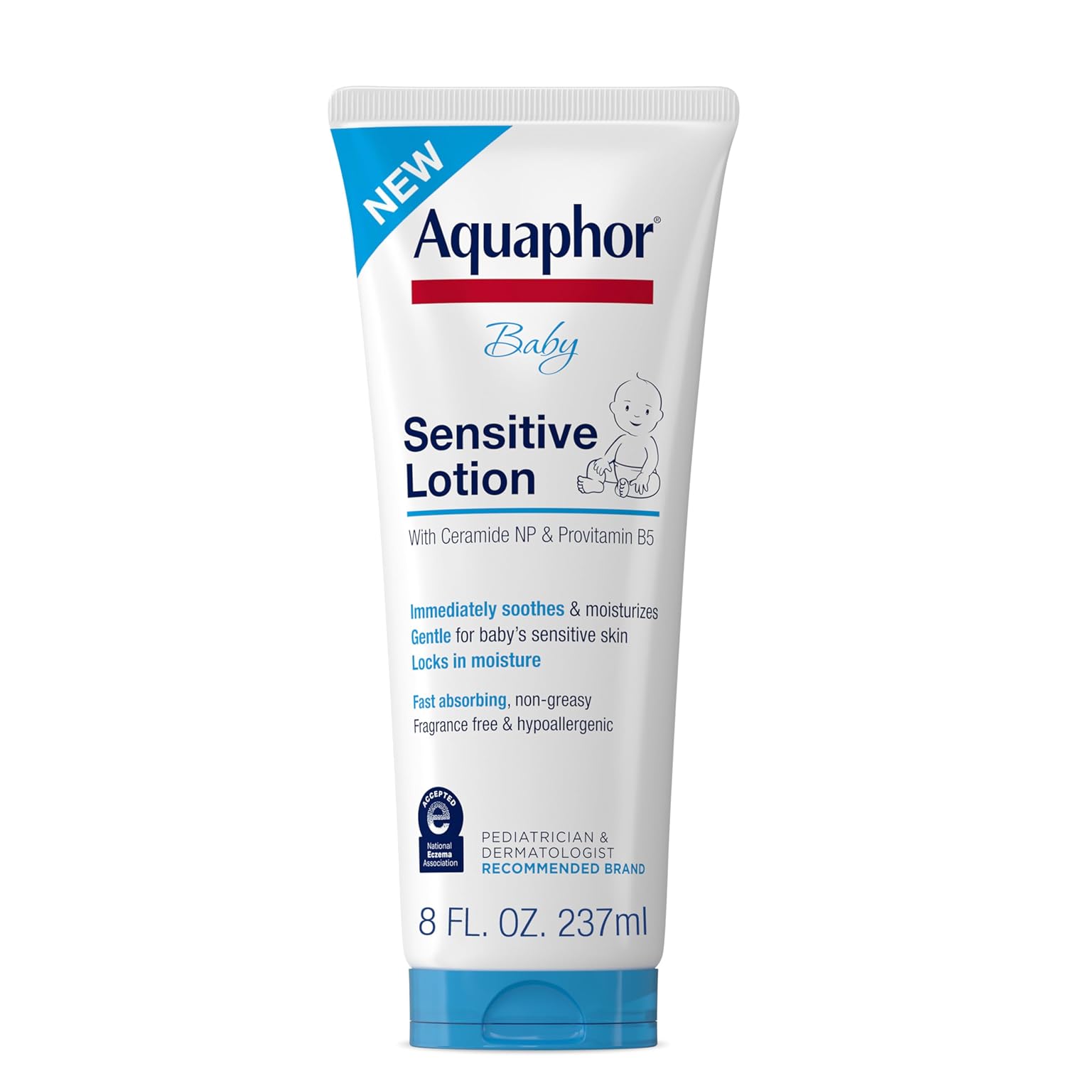 Aquaphor Baby Sensitive Lotion, Gentle Moisturizer, 8 FL OZ
