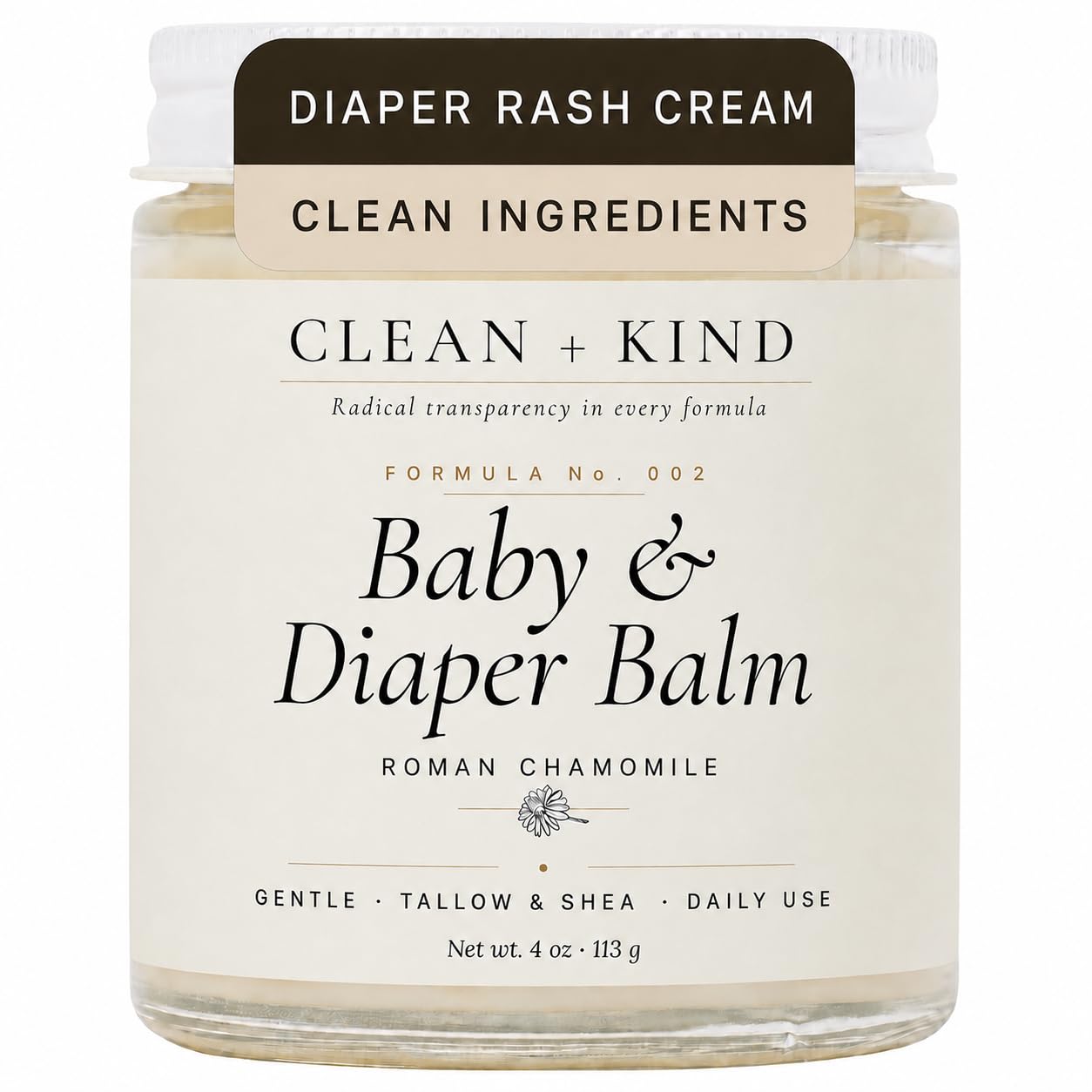 Organic Tallow Diaper Rash Cream & Baby Balm, Calendula 4oz
